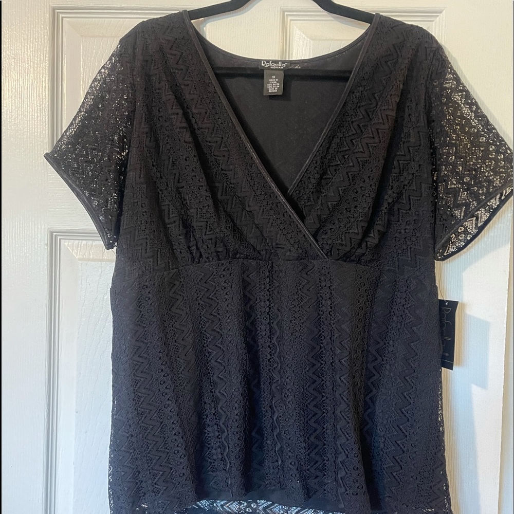 NWT - Rafaella - Knit Black V-Neck Top - Size 1X